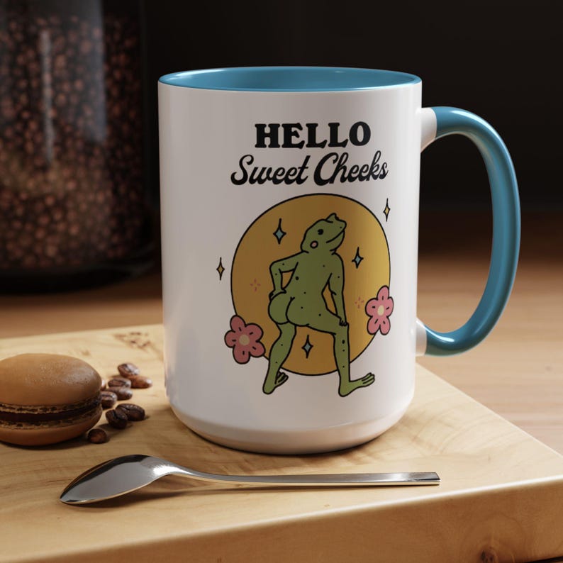 Frog Sweet Cheeks Coffee Mug - Funny Ceramic Cup, Frog Lover Gift, Friend Gift Idea, Cute Butt Humor Mug, Unique Gifts (11, 15oz)