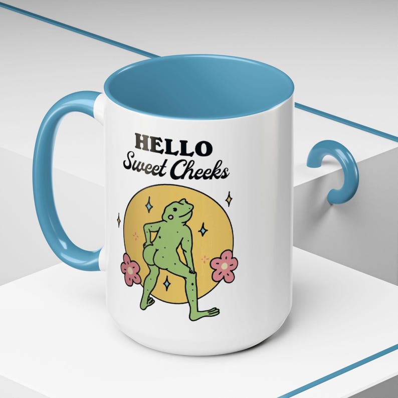 Frog Sweet Cheeks Coffee Mug - Funny Ceramic Cup, Frog Lover Gift, Friend Gift Idea, Cute Butt Humor Mug, Unique Gifts (11, 15oz)
