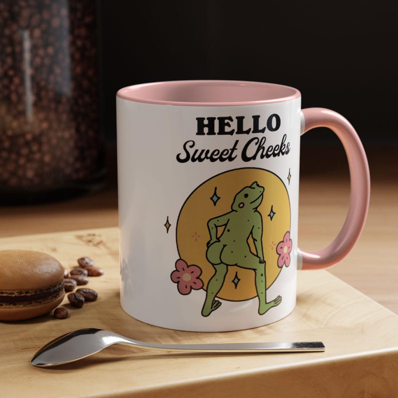 Frog Sweet Cheeks Coffee Mug - Funny Ceramic Cup, Frog Lover Gift, Friend Gift Idea, Cute Butt Humor Mug, Unique Gifts (11, 15oz)