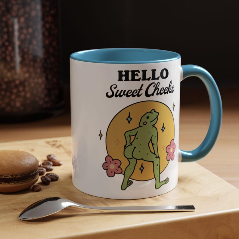 Frog Sweet Cheeks Coffee Mug - Funny Ceramic Cup, Frog Lover Gift, Friend Gift Idea, Cute Butt Humor Mug, Unique Gifts (11, 15oz)