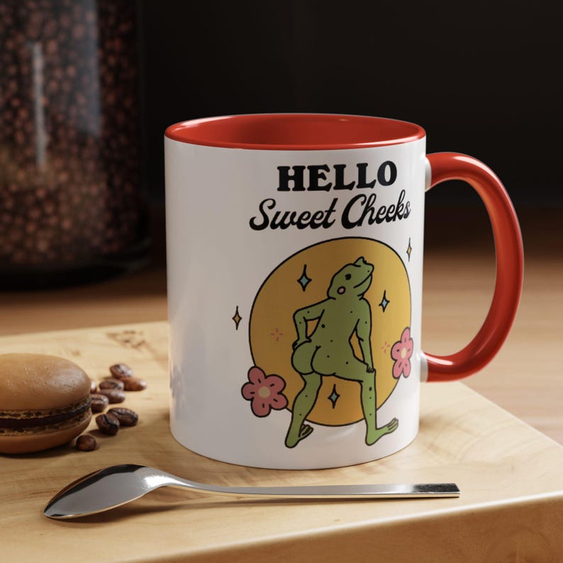 Frog Sweet Cheeks Coffee Mug - Funny Ceramic Cup, Frog Lover Gift, Friend Gift Idea, Cute Butt Humor Mug, Unique Gifts (11, 15oz)